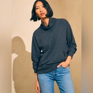 Faherty Surf Waffle Pullover Ash Heather Gray Cowl Neck Thermal Waffle Sz Large